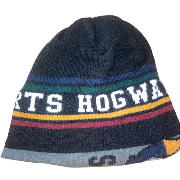 Officially Licensed Harry Potter Hogwarts Reversible Knit Black Gray Beanie-OS - Picture 10 of 11